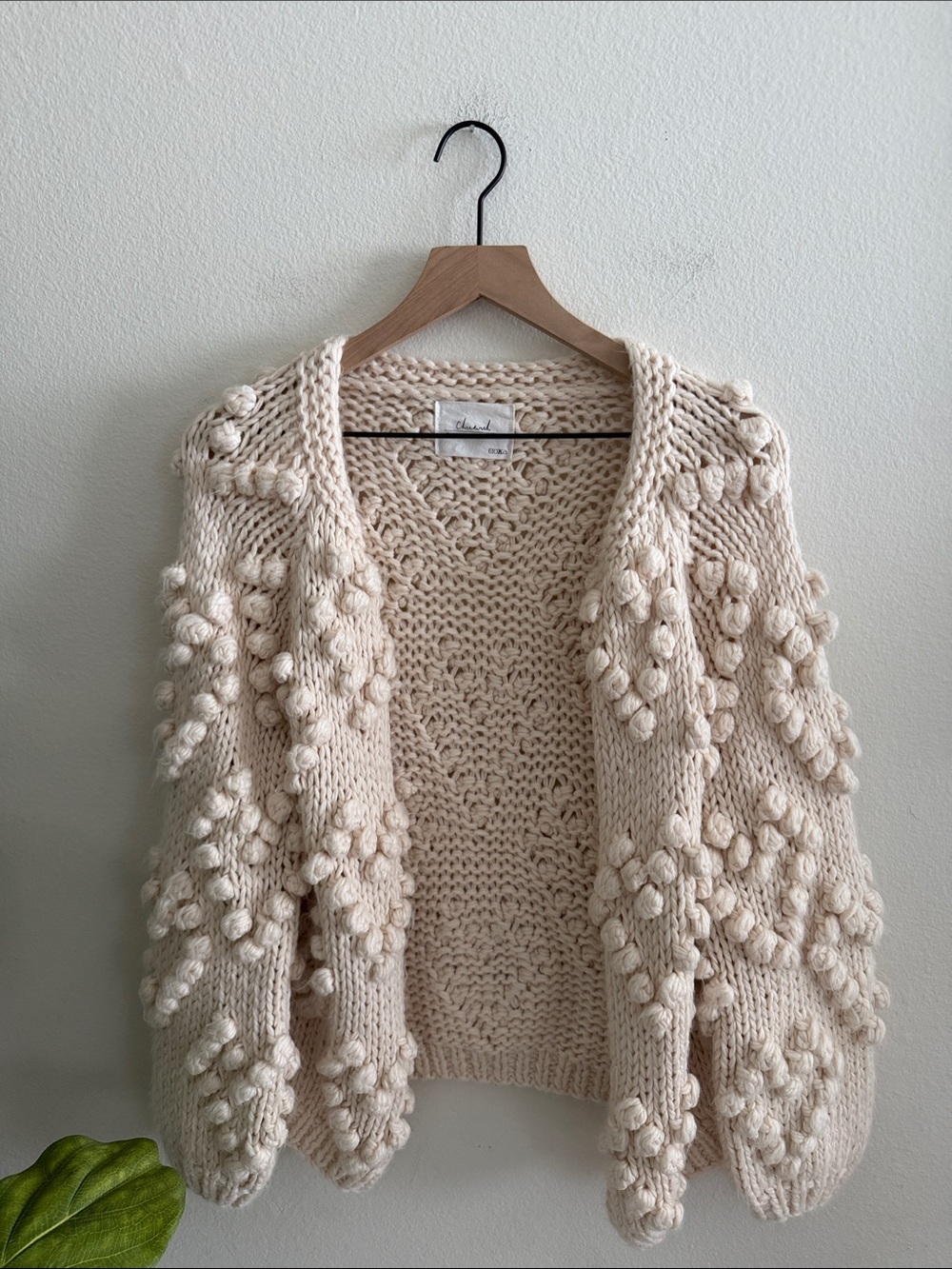 Chunky Cream Pom-Pom Knit Women’s Cardigan Sweater from Chicwish